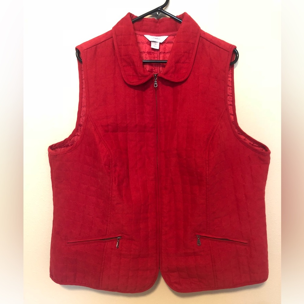 CJ Banks Red Quilted Vest 2X